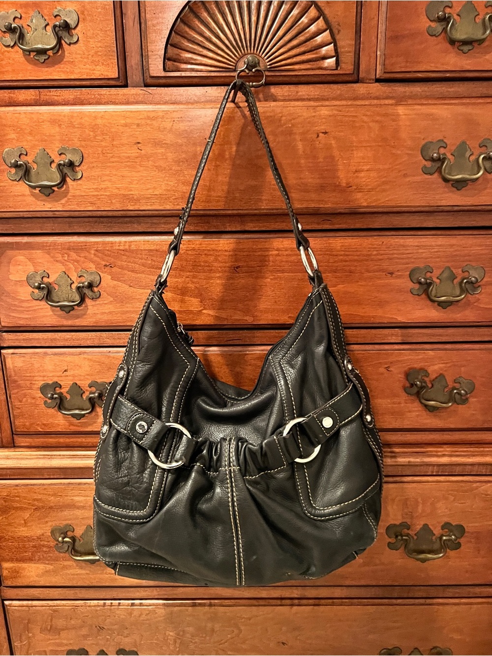 Classic Black Hobo with Contrast Stitching - Tangelo